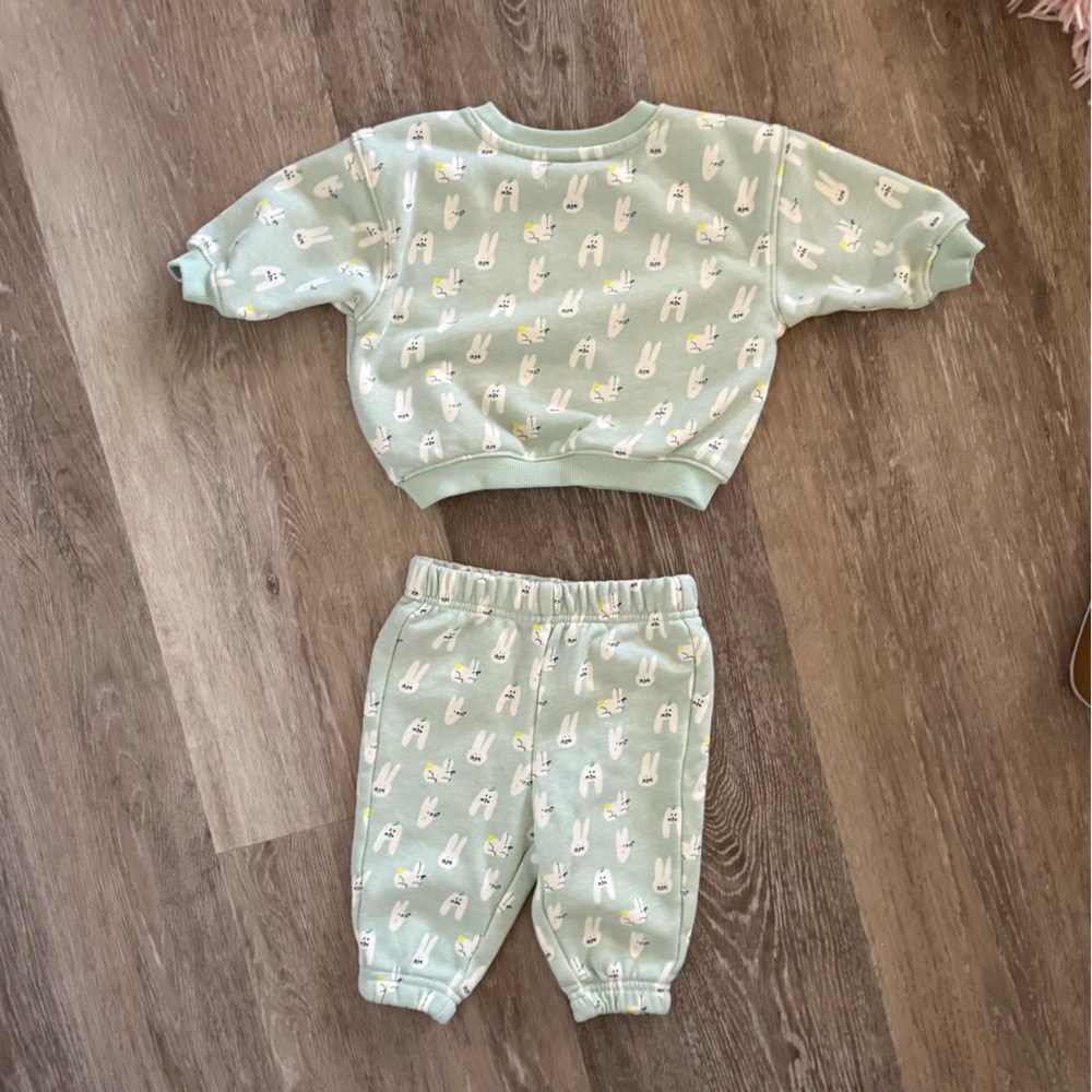 NEW - Mint Green Baby Outfit with Animal Print